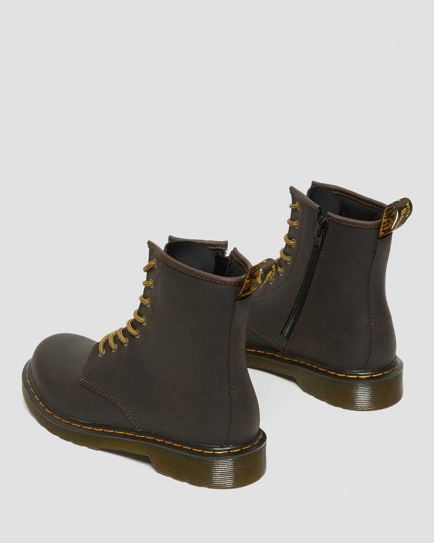 Dr Martens Youth 1460 Wildhorse Leather Kids' Lace Up Boots Dark Brown Wildhorse Lamper | WUEDIL489