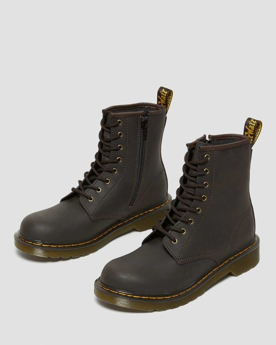 Dr Martens Youth 1460 Wildhorse Leather Kids' Lace Up Boots Dark Brown Wildhorse Lamper | WUEDIL489