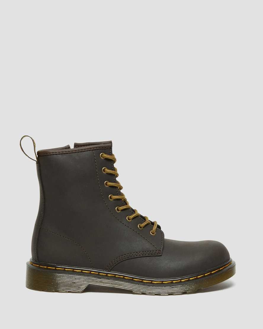 Dr Martens Youth 1460 Wildhorse Leather Kids' Lace Up Boots Dark Brown Wildhorse Lamper | WUEDIL489