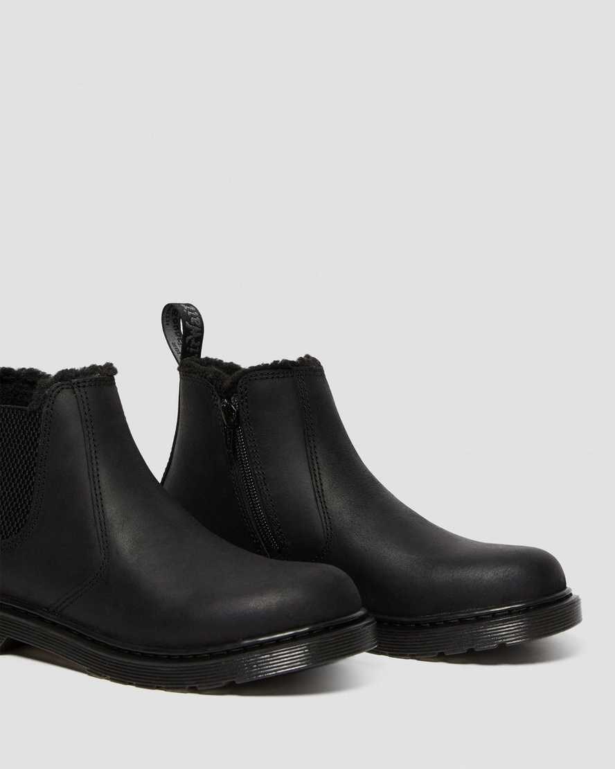 Dr Martens Youth 2976 Faux Fur Lined Kids' Chelsea Boots Black Republic Wp | FYHPRC672