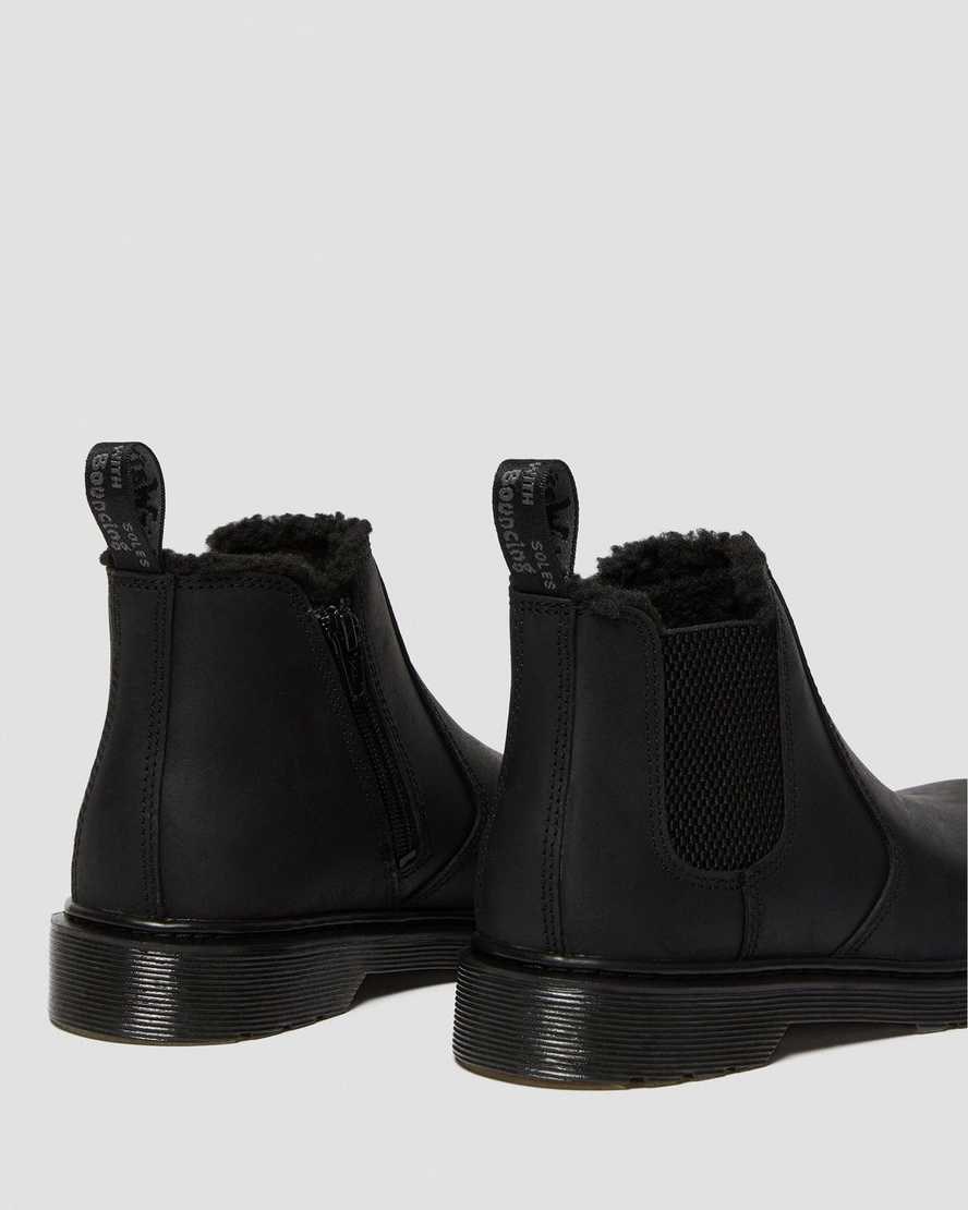 Dr Martens Youth 2976 Faux Fur Lined Kids' Chelsea Boots Black Republic Wp | FYHPRC672