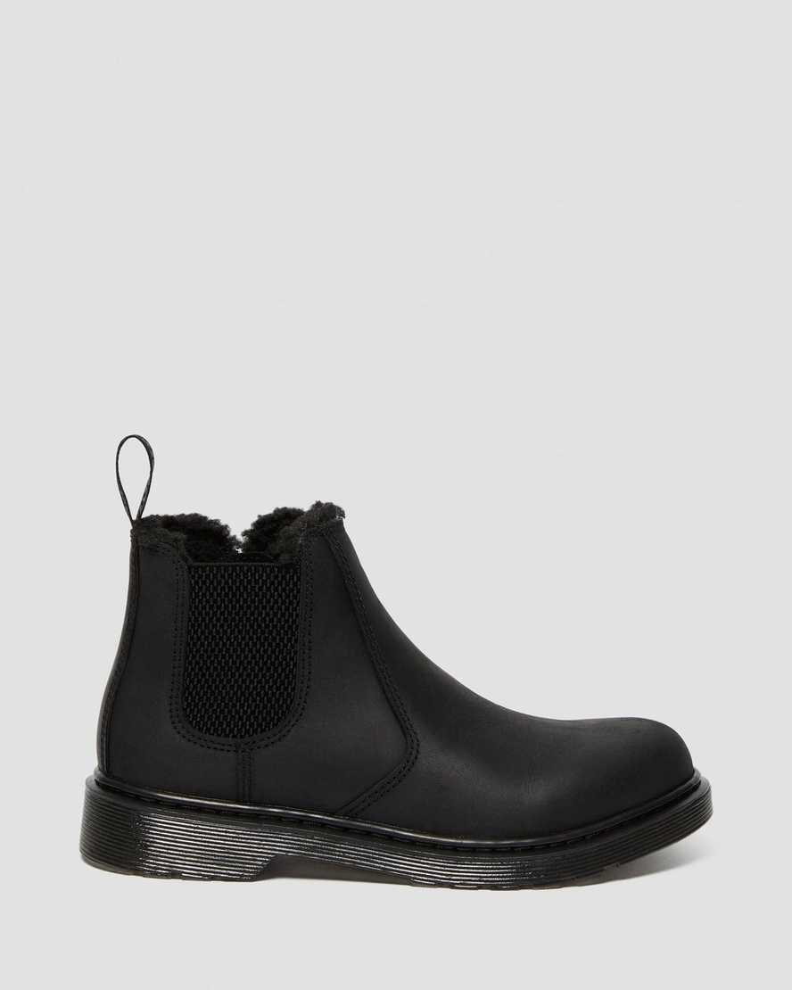 Dr Martens Youth 2976 Faux Fur Lined Kids' Chelsea Boots Black Republic Wp | FYHPRC672