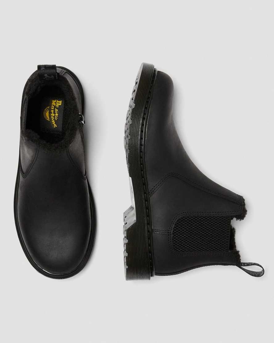 Dr Martens Youth 2976 Faux Fur Lined Kids' Chelsea Boots Black Republic Wp | FYHPRC672