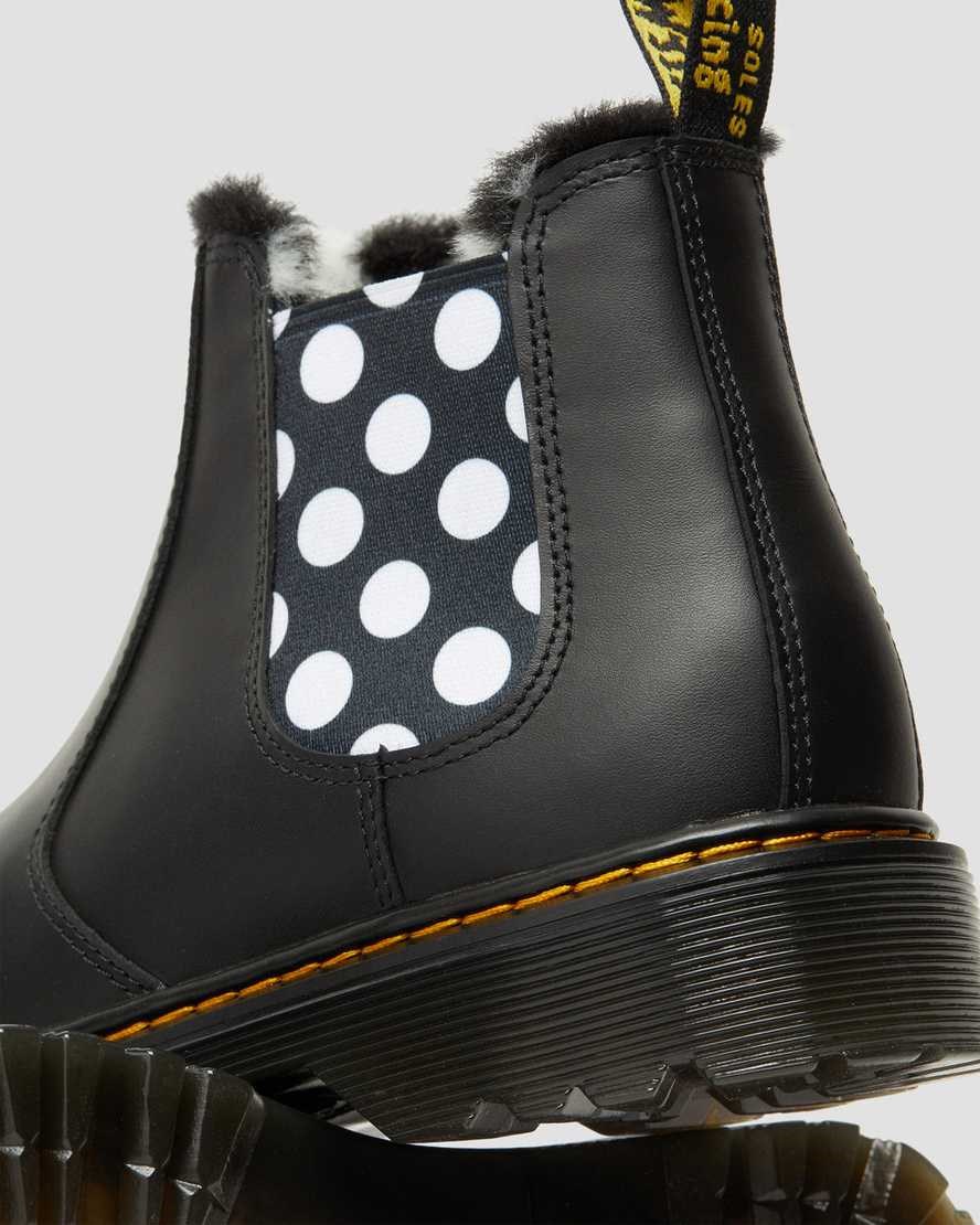 Dr Martens Youth 2976 Leonore Faux Fur Lined Leather Kids' Chelsea Boots Black Romario | BHQZAC138